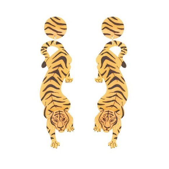 La Vidriola Jewelry - La Vidriola Tiger, The Fabulous Feline Earrings. Clip-on Tiger Earrings. NEW.